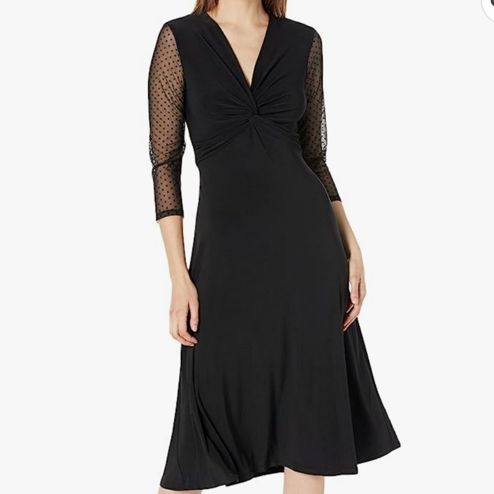 NWT Black Dress Swiss Dot sleeve
